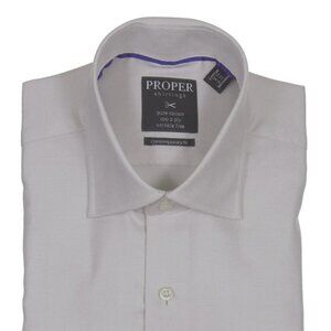 Proper Sport Grey Pure Cotton Contemporary Fit Dress Shirt